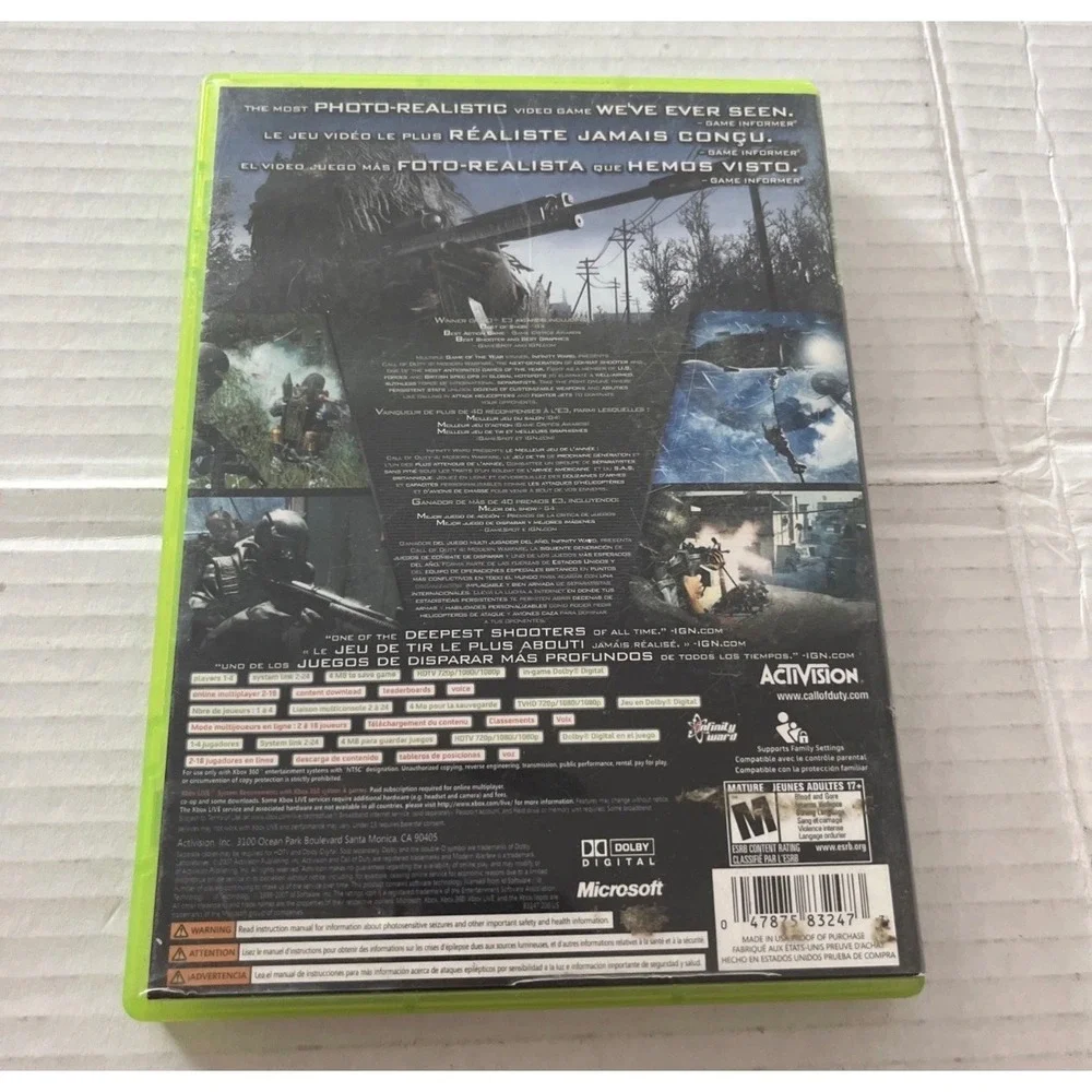 Call of Duty 4 Modern‎ Warfare Activision Xbox 360 Video Game CIB InfinityWard